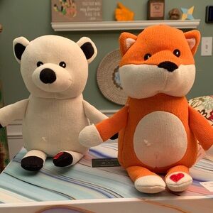Orange and White Plush Toy Set